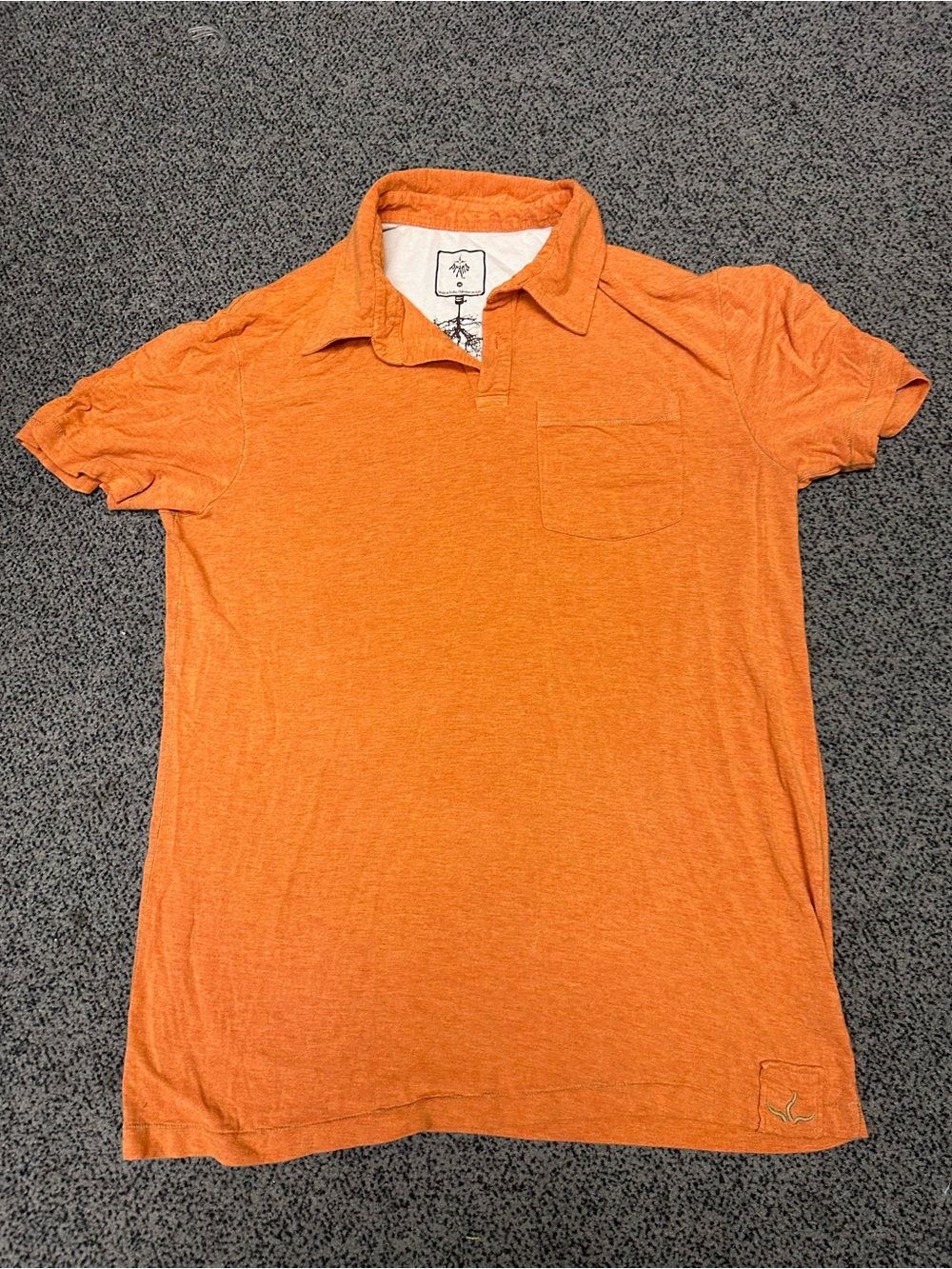 Prana Orange Short-Sleeve Polo with Chest Pocket